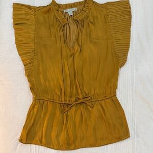 Elegant Mustard Ruffle Sleeve Top